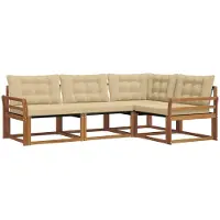 vidaXL Buiten bank set 4 st Natuurlijk en Beige