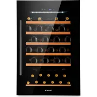 Klarstein Wijnkoeler Vinsider 52 Built-in Uno Inbouw wijnkoelkast - 52 Flessen - 137 Liter - Roestvrij staal - Zwart - Touch Houten Schappen - RVS - Wine Cooler Wine Fridge Wijnklimaatkast Wijnkast