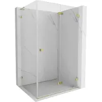 Mexen Lunar-F L opklapbare douchecabine rechts 85 x 80 , transparant, goud - 836L-085-080-50-00-P