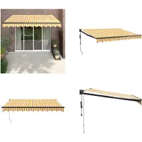 vidaXL Luifel uittrekbaar 3-5x2-5 m stof en aluminium geel en wit - Luifel - Luifels - Intrekbare Luifel - Zonnescherm
