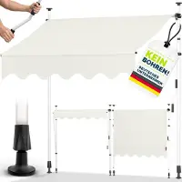 Tillvex Klemluifel 400 cm beige met handslinger balkon | balkonluifel zonder boren | luifel UV-bestendig en in hoogte verstelbaar | zonwering waterdicht