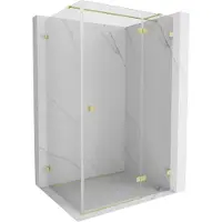 Mexen Lunar T douchecabine scharnierend rechts 135 x 120 , transparant, geborsteld goud - 834T-135-120-55-00-P