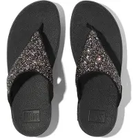 FitFlop Women Lulu Multi-Tonal Glitter Toe-Post Sandals Black Multi-Schoenmaat 40