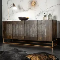 Invicta Massief dressoir ONYX 180 cm donkerbruin mangohout edelsteen agaat goud metalen frame - 39229