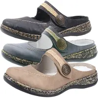 Rieker damessandalen/clogs, model 46391, maat: 40 EU, kleur: zwart