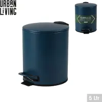 Urban Living Pedaalemmer Toulon - donkerblauw - 5 liter - metaal - L21 x H26 cm - soft-close - toilet/badkamer