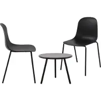 CLP Berdin tuinset - voor de tuin - loungeset - Set van tafel Berea en 2 stoelen Hardin - UV-bestendig - Tuinmeubelen - zwart