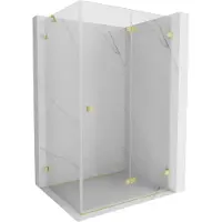 Mexen Lunar-F opklapbare douchecabine rechts 90 x 80 , transparant, geborsteld goud - 836-090-080-55-00-P