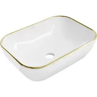 Mexen Rita opzetwastafel 45 x 32 cm, wit/gouden rand - 21084505