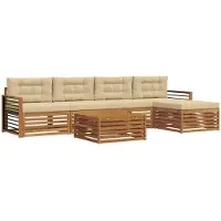 vidaXL Buiten bank set 6 st Natuurlijk en Beige