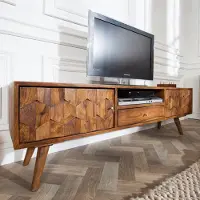 Invicta Massief TV-bord MYSTIC LIVING 140cm Sheesham naturel 3D oppervlak massief hout - 39744