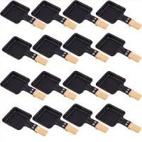 Syntrox Germany 16 stuks universele grill- en raclettepannetjes, vierkant, met bamboehandvat