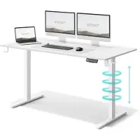Sense7 Verstelbaar bureau, hoogte verstelbaar, 140x70 cm, elektrisch, wit. Gaming bureau, computerbureau, sta bureau. Met geheugenfunctie en kabelmanagement. Geschikt voor kantoor