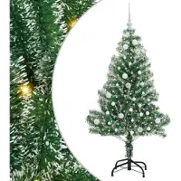 Syfax Kunstmatige Kerstboom Sneeuw Gevlochten met LED Licht 150 cm