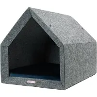 Rexproduct Hondenhuis – Hondenhuisjes voor binnen - Hondenkussen inbegrepen – Hondenhuizen voor in huis – Hondenhok - Hondenmand gemaakt van Gerecycled PETflessen - PETHome 2.0 - Grijs Marineblauw
