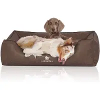 Knuffelwuff Hondenbed Henderson van kunstleer oversized XXXL 155 x 105cm bruin