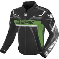 Berik Absolute Race Zwart Groen Antraciet Leren Motorjas Maat 52