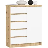 Akord Kommode K80 met 5 Lades en 1 Deur / Furniture Factory / Artisan Eik - Wit / 80 x 97 x 35 cm