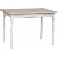 Koma Tools Witte tafel II met lade, gemaakt van massief grenenhout, met een gelakte tafelblad van 120 x 70 cm