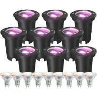 LEDVION Set van 9 LED Grondspot Buiten IP67 4.9W 230V 345Lm GU10 RGB rond