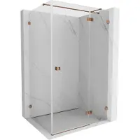 Mexen Lunar T douchecabine scharnierend rechts 115 x 80 , transparant, roze goud - 834T-115-080-60-00-P