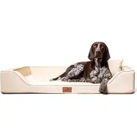 Tierlando Orthopedisch LUXE hondenbed MELODY LATEX, anti-haren, kunstleer - Afmetingen: 120x85cm | Kleur: 05 Crème