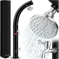 Kesser Buitendouche zonneenergie - Tuindouche Solar 35 Liter Warm Water max. 60°C Camping Douche Geïntegreerde metalen douchebak inclusief Beschermhoes - Zwart