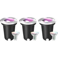 LEDVION LED Grondspot 3 stuks Vierkant GU10 3W 230V 6500K Koel wit IP67