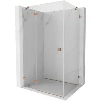 Mexen Lunar douchecabine scharnierend links 100 x 80 cm, transparant, geborsteld koper - 834-100-080-65-00-L