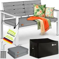 Tillvex Tuinbank Weerbestendig 2-3 Zits met Hoes & Kussens | Parkbank in Houtlook tot 300kg Belastbaar UV-bestendig | Zitbank Tuin Terras Balkon met Wasbare Hoes