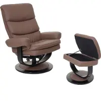 Mendler Relaxfauteuil HWC-C16, tv-fauteuil met voetenbankje en opbergruimte, MVG-gecertificeerd Kunstleer, chocoladebruin