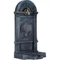 Relaxdays waterornament antiek - voor tuin en terras - staand - 83 x 39 x 33 cm - nostalgische waterkraan - grijs