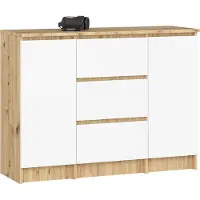 Akord Ladekast K100 met 3 Lades en 2 Deuren / Furniture Factory / Artisan Eik - Wit / 101 x 76 x 35 cm