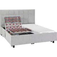Vente-unique Bed met elektrische lattenbodem stof grijs 2 x