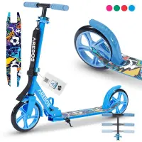 Arebos kick scooter stadsstep kinderstep volwassen scooter blauw