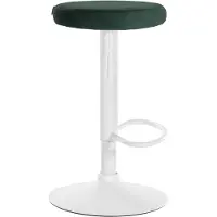 CLP Ponte Barkruk - Rond - Verstelbaar - Voetsteun - Velvet - Fluweel - wit/groen
