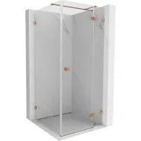 Mexen Lunar T uitslaande douchecabine rechts 80 x 80 , transparant, geborsteld koper - 834T-080-080-65-00-P