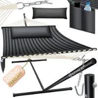 Kesser Hangmat HILL met Kussen Dubbele Hangmat voor 2 Personen-Stabiel Frame - 200kg Draagvermogen Binnen & Buiten XXL Hangstoel Dubbel Multi-Persoons Tuin Zwembad Balkon Terras - Antraciet