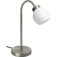 Trango 2017-00 LED bureaulamp in nikkel mat met gesatineerde glazen kap *JERSEY* Tafellamp, bedlampje, vensterbanklamp incl. 1x 4,5 Watt LED module lamp 3000K warm wit