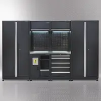 Datona Werkplaatsinrichting PREMIUM met RVS werkblad 315 cm breed - Zwart