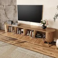 STILVORA TV-kast, 180x38x47 cm, met 4 deuren, TV-meubel met veel opbergruimte en een TV-paneel, geschikt voor de woonkamer, met gouden handgrepen en houten poten