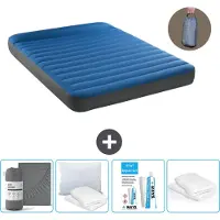 Intex Luchtbed - 2-Persoons - 152 x 203 x 22 cm - Blauw - Inclusief pomp - Hoeslaken - Kussen - Reparatieset en Kussenbeschermer