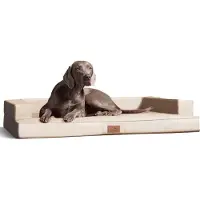 Tierlando Orthopedisch design hondenbank GIBSON VISCO, kunstleer, kubische vorm - Afmetingen: 80x60 cm | Kleur: 05 Crème