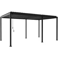 Mirador Pergola 80 Solid, 3x5 meter, met lamellendak, antracietkleurig, van staal, met handmatige verstelling, voorzien van een regenafvoer, vrijstaand paviljoen