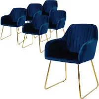 ML-Design Set van 6 eetkamerstoelen Mili velvet | fluweel blauw 57x82x60 cm eetkamerstoelen | NADUVI