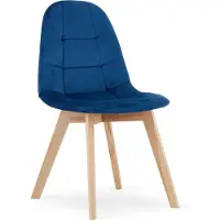Leobert BORA Eetkamerstoel – Marineblauw Velvet – Beukenhouten Poten – Comfortabele en Ergonomische Zitting – Scandinavisch Design – Geschikt voor Woonkamer, Keuken, Eetkamer en Slaapkamer – Max. 120 kg