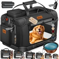 LOVPET reisBench Hondenbench hondenbox honden transportbox opvouwbaar incl. transportzak hondenbak transportbox voor huisdieren, honden en katten transportbox - XL, Zwart