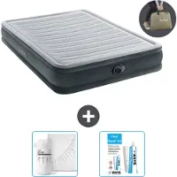 Intex Luchtbed - 2-Persoons - 152 x 203 x 33 cm - Grijs - Inclusief pomp - Hoeslaken en Reparatieset