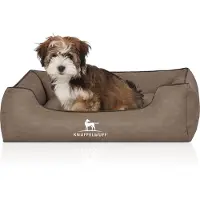 Knuffelwuff Hondenbed Scottsdale van kunstleer M-L 85 x 63cm steenkleurig