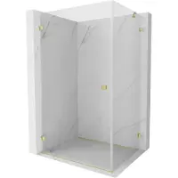 Mexen Lunar-B douchecabine scharnierend links 100 x 80 , transparant, goud geborsteld - 832-100-080-55-00-L